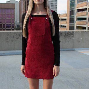 Velvet Ribbed Overall Dress